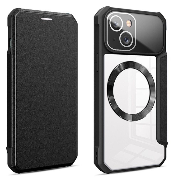 

For iPhone 12 CD Texture Magsafe Flip Leather Phone Case(Black)