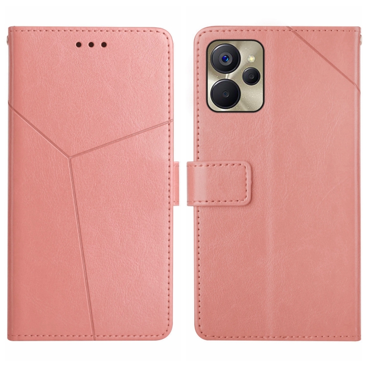

For Realme 9i 5G HT01 Y-shaped Pattern Flip Leather Phone Case(Pink)