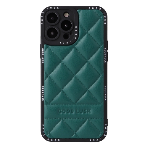 

For iPhone 14 Pro Max Diamond Pattern Leather Phone Case(Green)