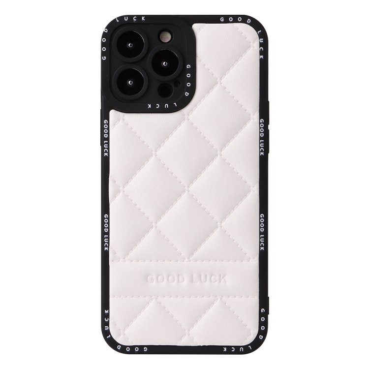 

For iPhone 13 Pro Diamond Pattern Leather Phone Case(White)