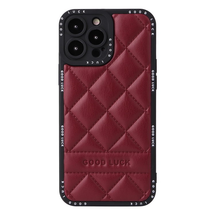 

For iPhone 12 Pro Diamond Pattern Leather Phone Case(Wine Red)
