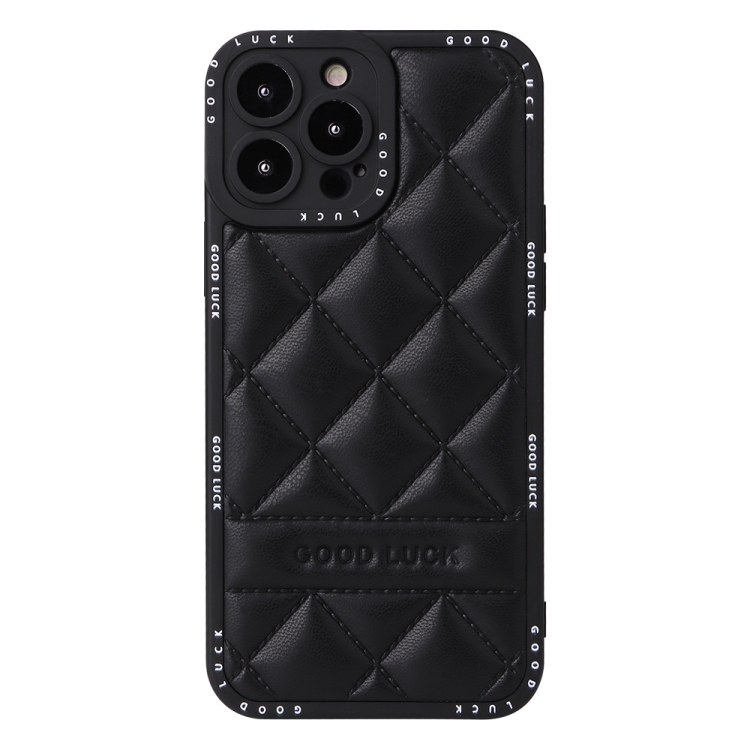 

For iPhone 12 Pro Max Diamond Pattern Leather Phone Case(Black)