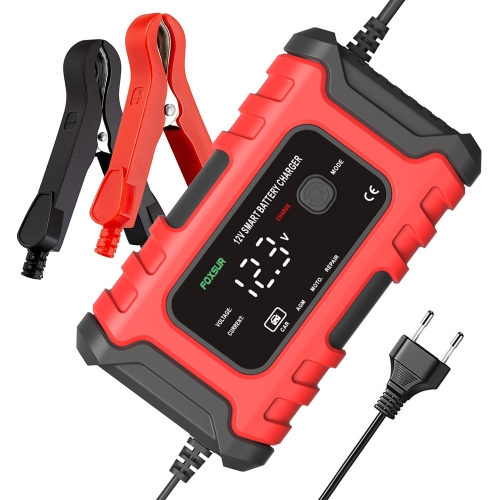 FOXSUR 6A 12V Motorcycle / Car Smart Battery Charger, Plug Type:US Plug(Red)