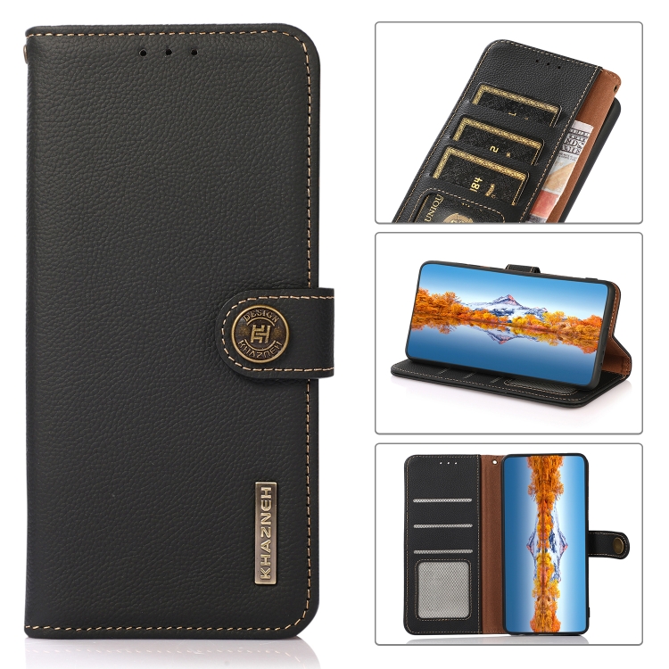 

For Xiaomi Redmi Note 12 Pro 5G KHAZNEH Custer Genuine Leather RFID Phone Case(Black)