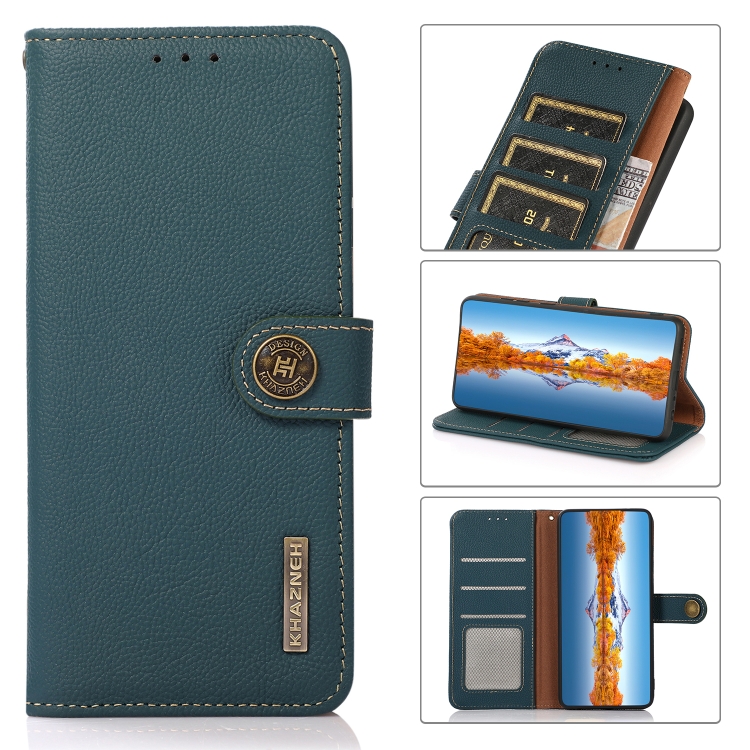

For Xiaomi Redmi Note 12 Pro+ / Redmi Note 12 Explorer KHAZNEH Custer Genuine Leather RFID Phone Case(Green)