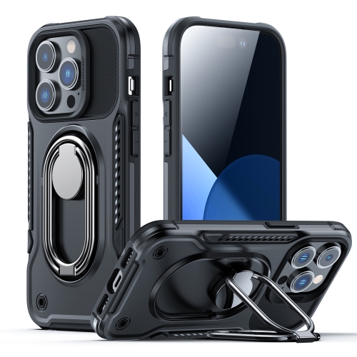 

For iPhone 14 Pro Max JOYROOM PC + TPU Dual-layer Shockproof Phone Case with Rotating Holder(Black)