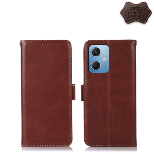 

For Xiaomi Redmi Note 12 5G Crazy Horse Top Layer Cowhide Leather Phone Case(Brown)