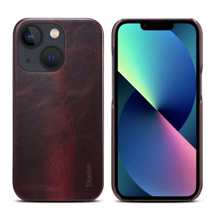 

For iPhone 13 Denior Oil Wax Cowhide Phone Case(Red)