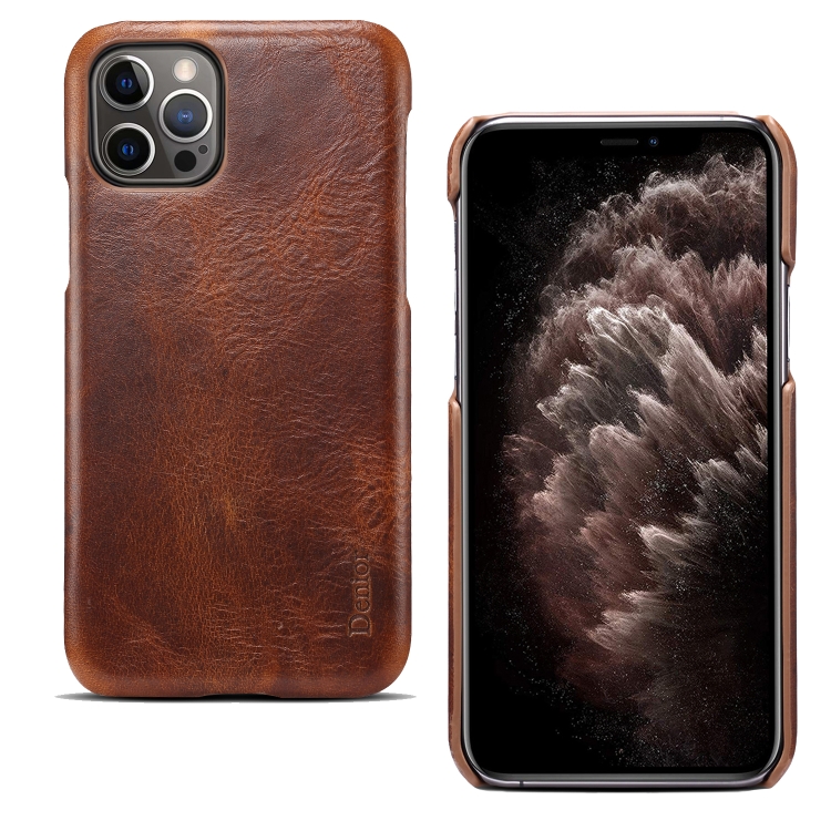 

For iPhone 12 Pro Max Denior Oil Wax Cowhide Phone Case(Brown)