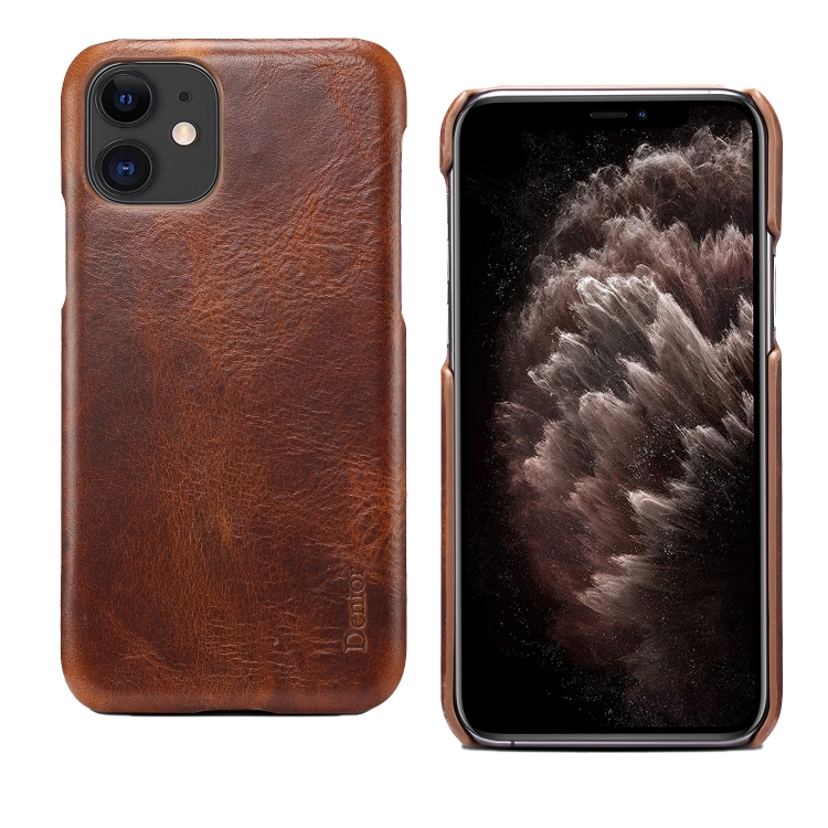 

For iPhone 11 Denior Oil Wax Cowhide Phone Case(Brown)