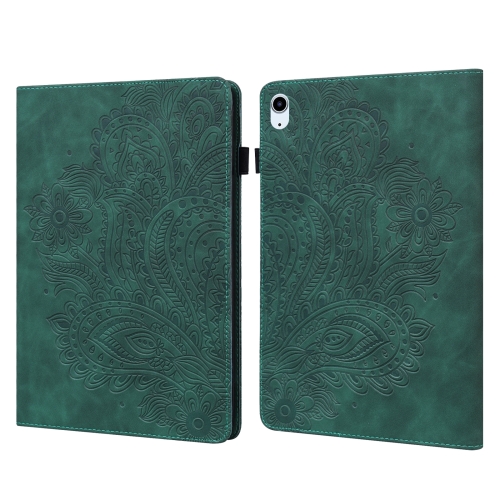 

For iPad 10th Gen 10.9 2022 Peacock Embossed Pattern Leather Tablet Case(Green)