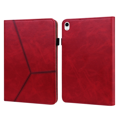 

For iPad 10th Gen 10.9 2022 Solid Color Embossed Striped Leather Tablet Case(Red)