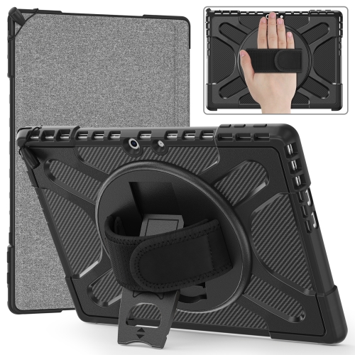 

For MicroSoft Surface Pro 9 Rotatable Kickstand Grip Shockproof Tablet Case(Black)