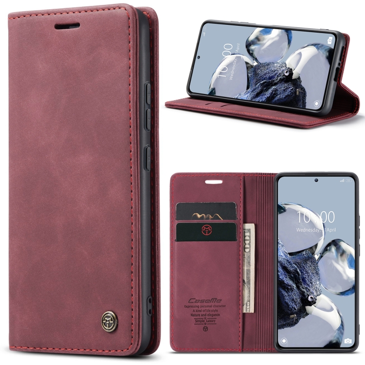 

For Xiaomi 12T / 12T Pro CaseMe 013 Multifunctional Horizontal Flip Leather Phone Case(Wine Red)