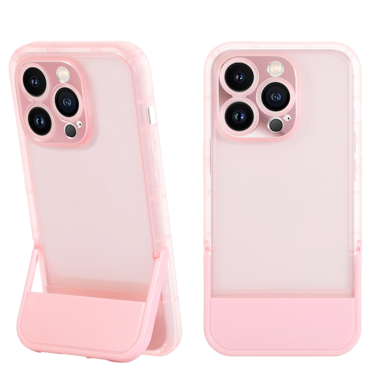 

For iPhone 12 Pro Max Invisible Holder Phone Case(Pink)