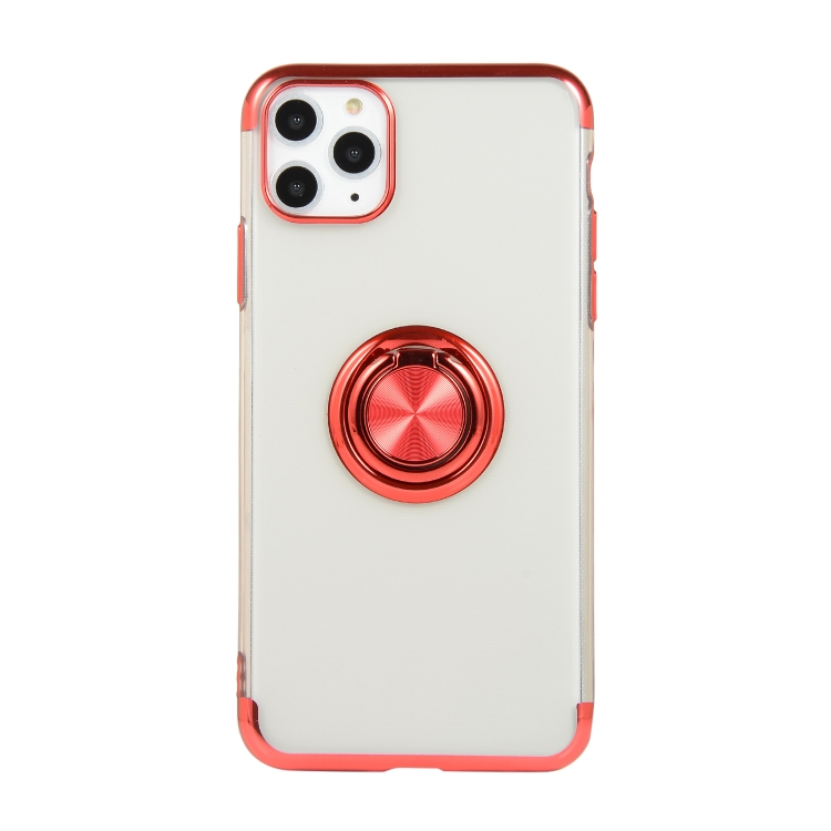 

For iPhone 11 Electroplating TPU Protective Case with Ring Holder(Red)