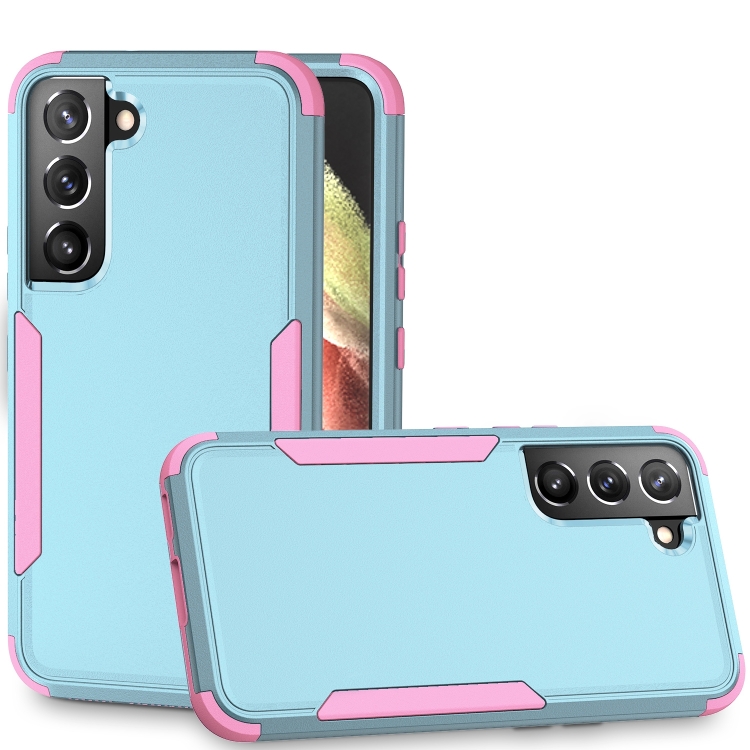 

For Samsung Galaxy S23 5G TPU + PC Shockproof Phone Case(Grey Green+Pink)
