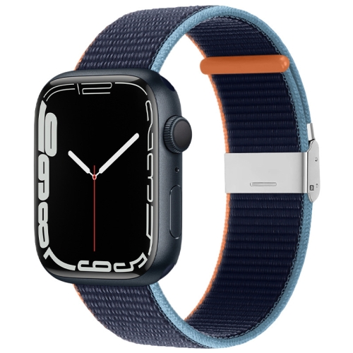 

Metal Buckle Nylon Strap For Apple Watch Ultra 49mm / Series 8&7 45mm / SE 2&6&SE&5&4 44mm / 3&2&1 42mm(Navy Blue)