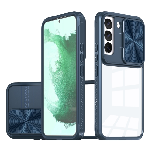 

For Samsung Galaxy S22 5G Full Body Sliding Camshield Phone Case(Navy Blue)