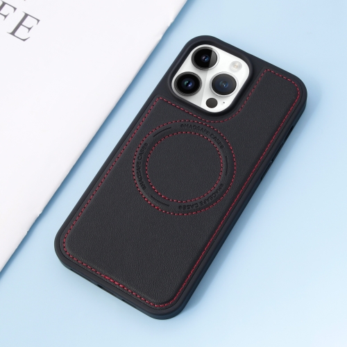 

For iPhone 13 Pro Max Leather MagSafe Magnetic Phone Case(Black)