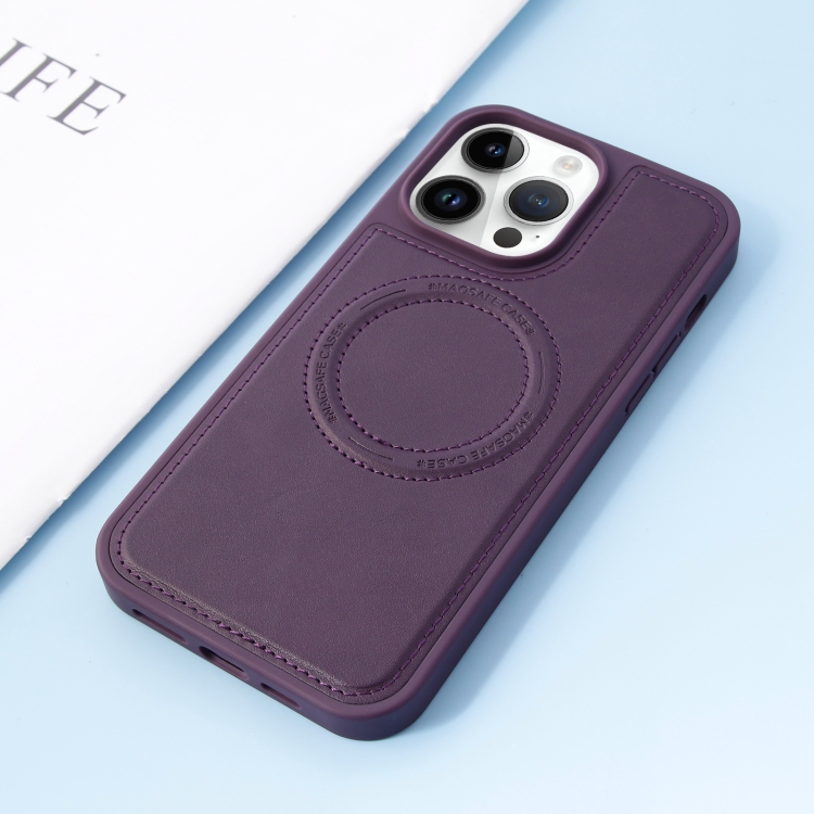 

For iPhone 13 Leather MagSafe Magnetic Phone Case(Purple)