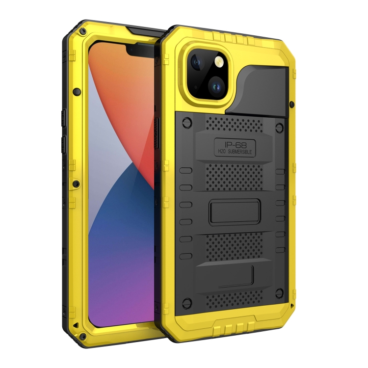 

For iPhone 14 Shockproof Waterproof Dustproof Metal + Silicone Phone Case(Yellow)
