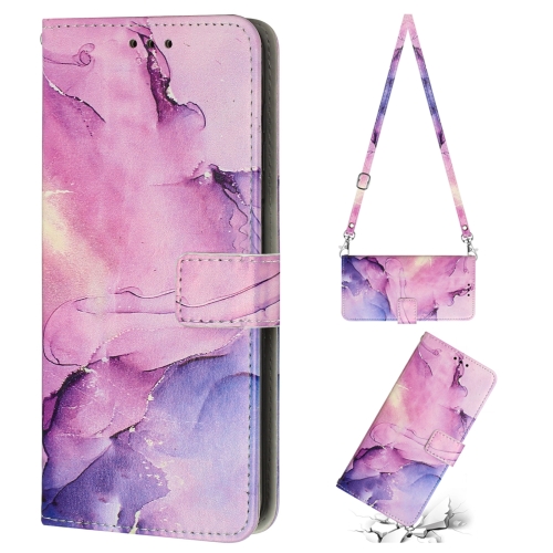 

For Xiaomi 12T / 12T Pro / Redmi K50 Ultra Crossbody Painted Marble Pattern Leather Phone Case(Purple)