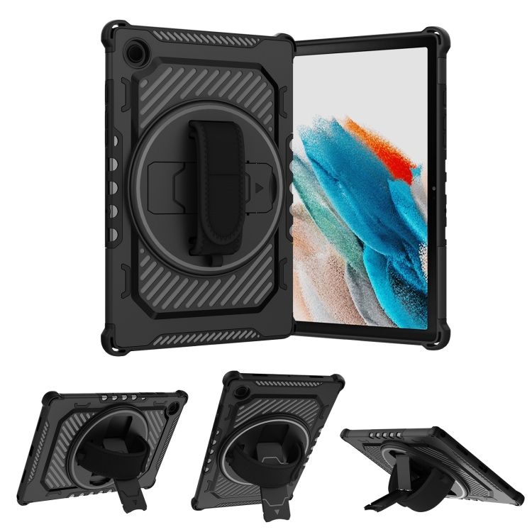 

For Samsung Galaxy Tab A8 10.5 2021 2 in 1 Shockproof Tablet Case with Holder & Hand Strap(Black)