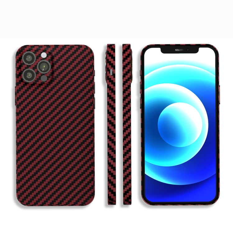 

For iPhone 13 Carbon Fiber Texture PC Phone Case(Wine Red)