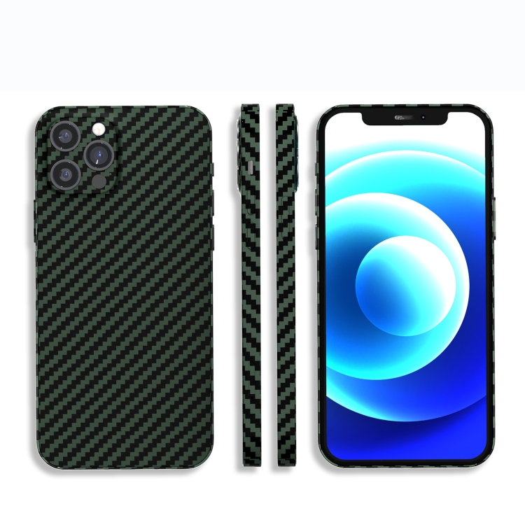 

For iPhone 12 Pro Max Carbon Fiber Texture PC Phone Case(Green)