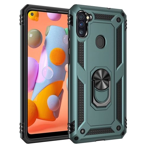 

For Galaxy A11 (EU Version) Shockproof TPU + PC Protective Case with 360 Degree Rotating Holder(Green)