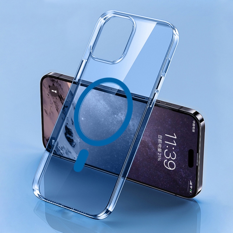 

For iPhone 14 Pro Max Four Corner Clear Magsafe Phone Case(Blue)
