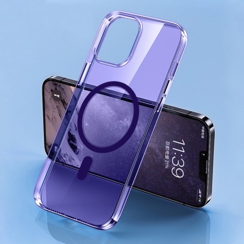 

For iPhone 12 Pro Max Four Corner Clear Magsafe Phone Case(Purple)