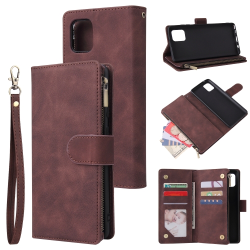 

For Galaxy Note10 Lite Multifunctional Horizontal Flip Leather Case, with Card Slot & Holder & Zipper Wallet & Photo Frame(Coffee)