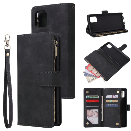

For Galaxy Note10 Lite Multifunctional Horizontal Flip Leather Case, with Card Slot & Holder & Zipper Wallet & Photo Frame(Black)