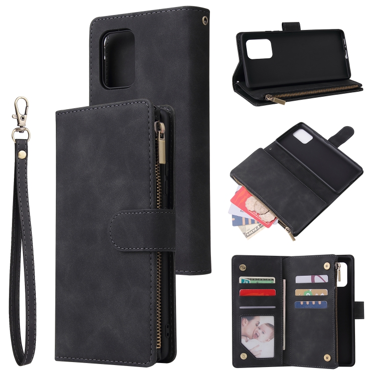 

For Galaxy S10 Lite Multifunctional Horizontal Flip Leather Case, with Card Slot & Holder & Zipper Wallet & Photo Frame(Black)