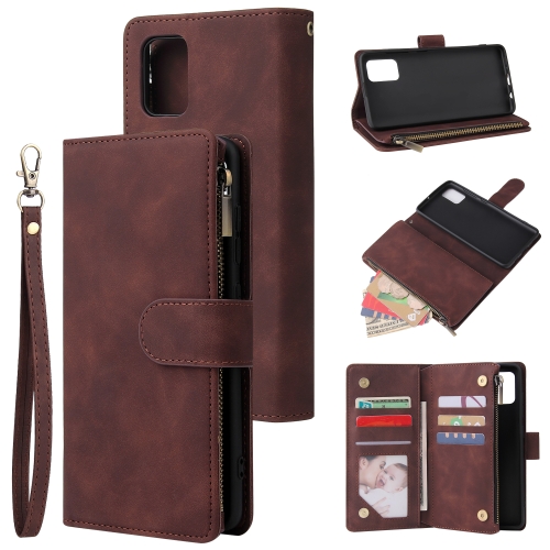 

For Galaxy A51 Multifunctional Horizontal Flip Leather Case, with Card Slot & Holder & Zipper Wallet & Photo Frame(Coffee)