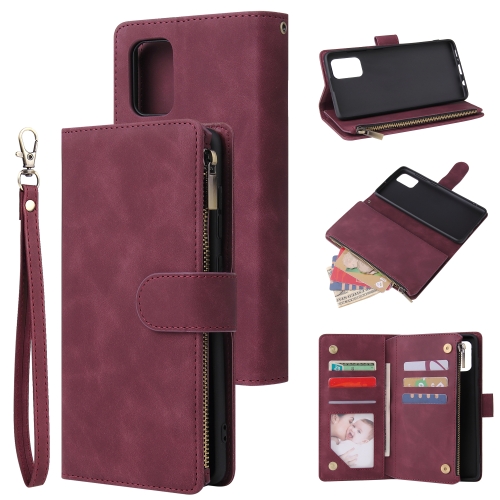 

For Galaxy A71 Multifunctional Horizontal Flip Leather Case, with Card Slot & Holder & Zipper Wallet & Photo Frame(Red Wine)