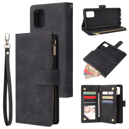 

For Galaxy A71 Multifunctional Horizontal Flip Leather Case, with Card Slot & Holder & Zipper Wallet & Photo Frame(Black)