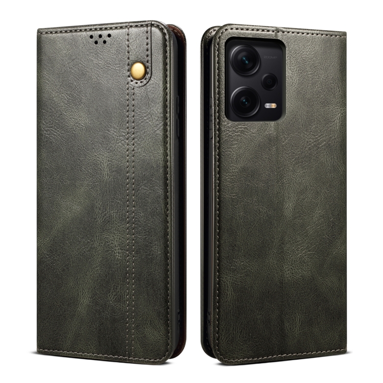 

For Xiaomi Redmi Note 12 Pro 5G China Oil Wax Crazy Horse Texture Leather Phone Case(Green)