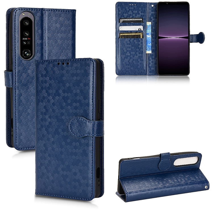 

For Sony Xperia 1 IV Honeycomb Dot Texture Leather Phone Case(Blue)