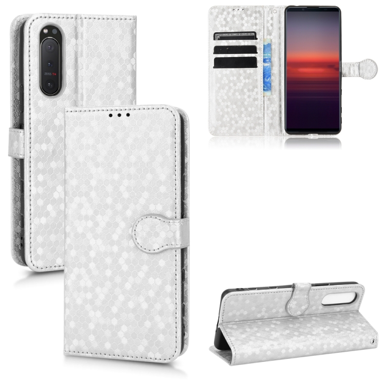 

For Sony Xperia 5 II Honeycomb Dot Texture Leather Phone Case(Silver)