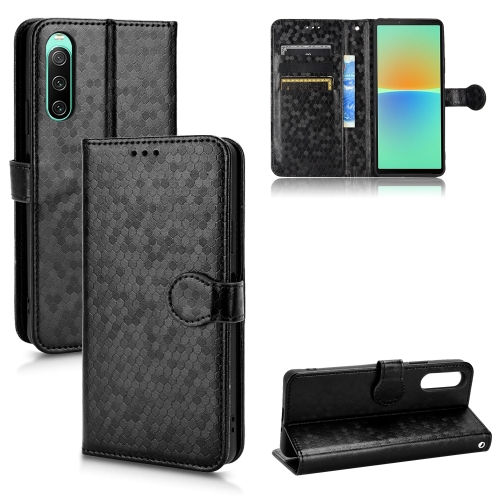 

For Sony Xperia 10 IV Honeycomb Dot Texture Leather Phone Case(Black)