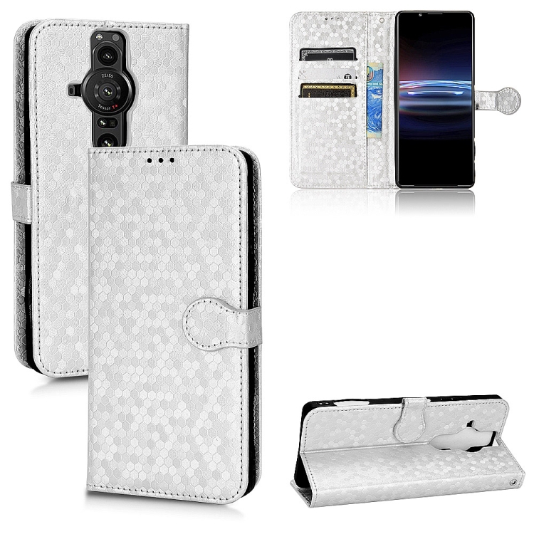 

For Sony Xperia Pro-I Honeycomb Dot Texture Leather Phone Case(Silver)