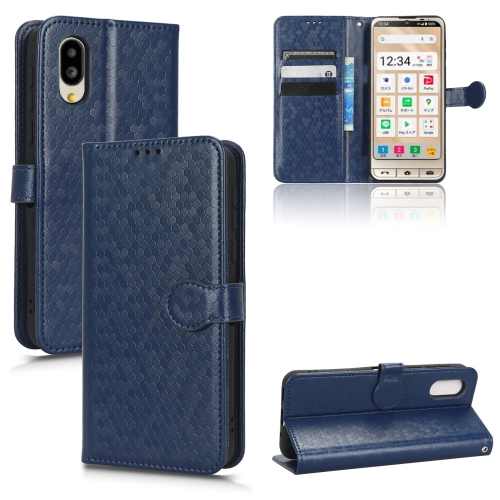 

For Sharp Aquos Simple Sumaho 6 Honeycomb Dot Texture Leather Phone Case(Blue)