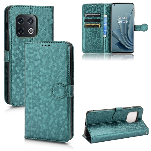 

For OnePlus 10 Pro 5G Honeycomb Dot Texture Leather Phone Case(Green)