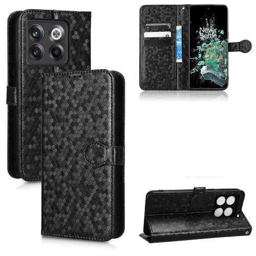 

For OnePlus 10T Honeycomb Dot Texture Leather Phone Case(Black)