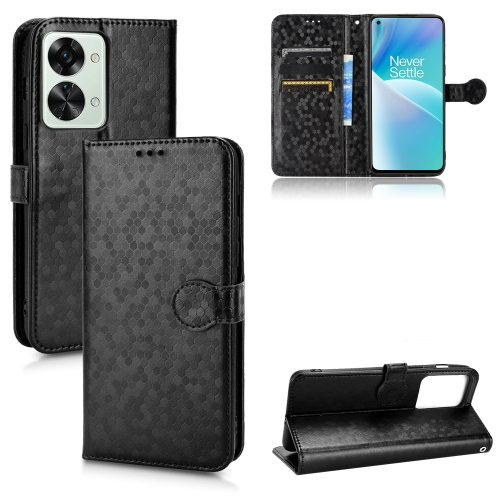 

For OnePlus Nord 2T 5G Honeycomb Dot Texture Leather Phone Case(Black)