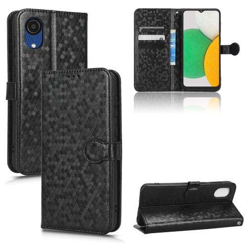 

For Samsung Galaxy A03 Core Honeycomb Dot Texture Leather Phone Case(Black)