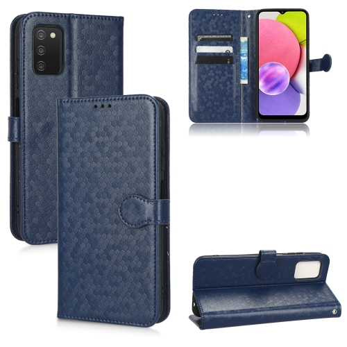 

For Samsung Galaxy A03s 164.2mm Honeycomb Dot Texture Leather Phone Case(Blue)